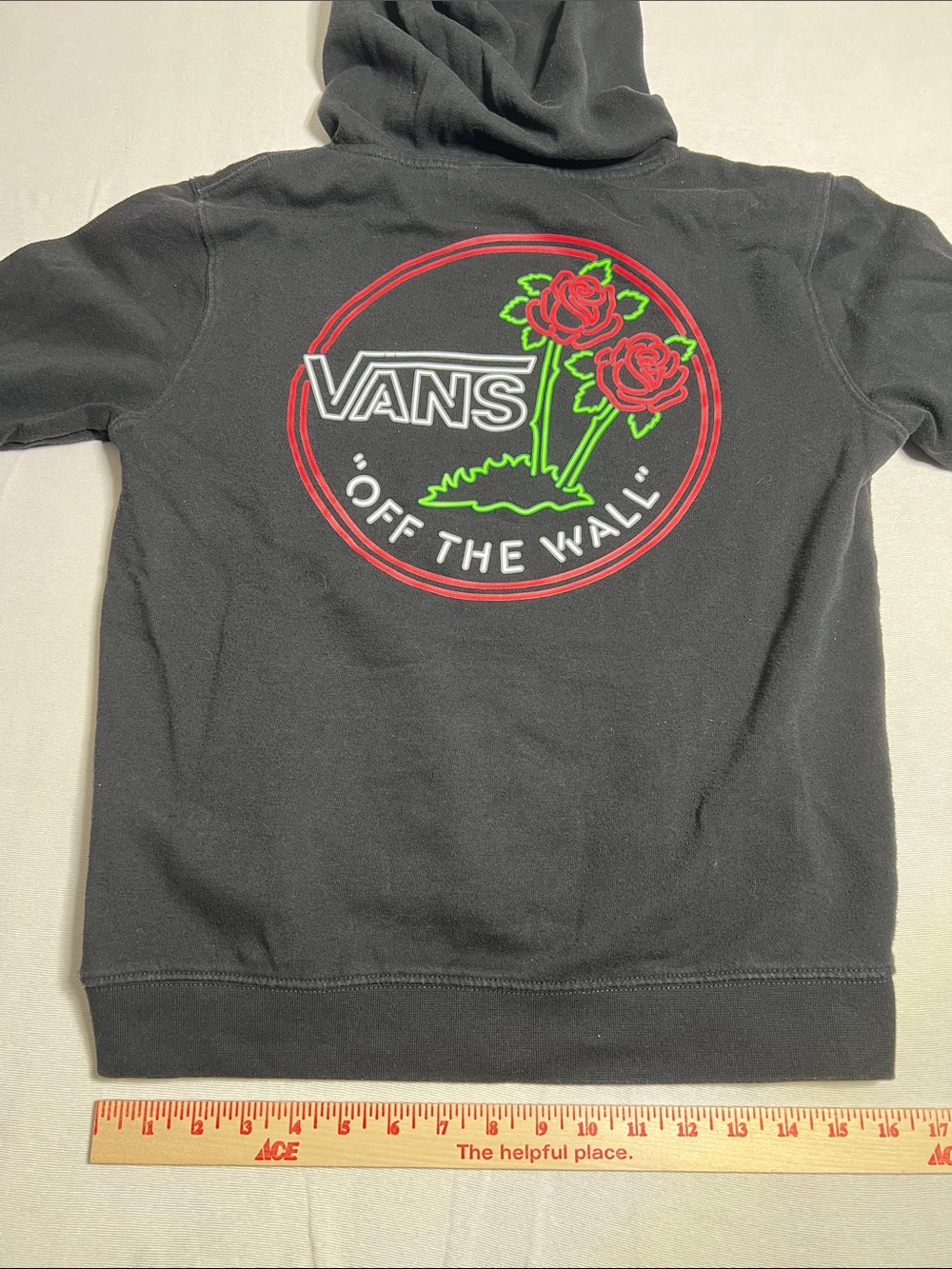 Vans Black Hoodie with Red Rose Graphic - Picture 8 of 13